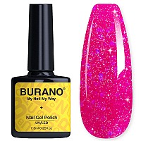 Burano Glitter Gel Nail Polish Led Uv Nail Gel Shimmer Holographic Effect Soak Off Gel Curing Required No Chip Gel Polish Spar