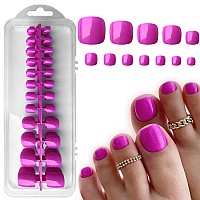 Loveourhome 240Pc Press On Toes Nails Colored Fake Toe Nails Glossy Full Cover Short Square False Toenails French Artificial Ped