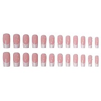 Magrace Press On Nails Long Square Fake Nails French False Nails With Designs 24 Pcs Stick On Nails For Women