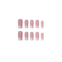 Magrace Press On Nails Long Square Fake Nails French False Nails With Designs 24 Pcs Stick On Nails For Women