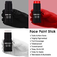 Bobisuka Black White Red Face Paint Stick With Setting Powder Set Clown Makeup Eye Black Sticks For Sports Body Paints For Hall