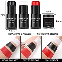 Bobisuka Black White Red Face Paint Stick With Setting Powder Set Clown Makeup Eye Black Sticks For Sports Body Paints For Hall