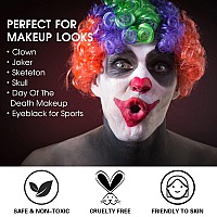 Bobisuka White Face Paint Stick Setting Powder 2 Paintbrushes Set Clown Makeup Body Paint Eye Black Sticks For Sports White