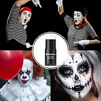 Bobisuka White Face Paint Stick Setting Powder 2 Paintbrushes Set Clown Makeup Body Paint Eye Black Sticks For Sports White