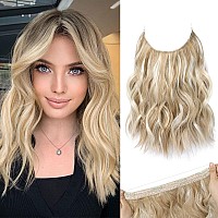 Reecho Invisible Wire Hair Extensions With Thinner Softer Lace Weft Adjustable Size Removable Secure Clips In Wavy Secret Hairpi