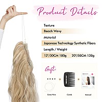 Reecho Invisible Wire Hair Extensions With Thinner Softer Lace Weft Adjustable Size Removable Secure Clips In Wavy Secret Hairpi