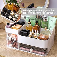 White Makeup Organizer With 3 Drawers Plastic Skincare And Skin Care Organizer For Vanity Countertop Vanity Organizer For Lotio