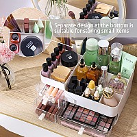 White Makeup Organizer With 3 Drawers Plastic Skincare And Skin Care Organizer For Vanity Countertop Vanity Organizer For Lotio