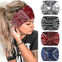 Huachi Tie Dye Headbands For Women 4 Pack Wide Headbands In Boho Style Non Slip Hairbands For Workout Yoga Running Hair Acc