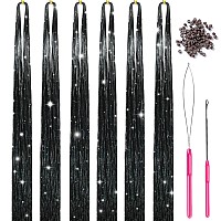 Missuhui Hair Tinsel Kit With Tools 47Inch 1200 Strands Glitter Tinsel Hair Extensions Sparkling Shiny Fairy Hair Tinsel Strands