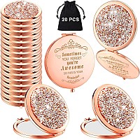 Cindeer 20 Pcs Small Compact Mirror Folding Pocket Makeup Mirror Round Hand Held Mirror Cosmetic Magnifying Compact Mirror Rhine