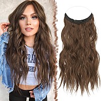 Feshfen Hair Extensions Synthetic Hair Piece With Invisible Transparent Wire Long Wavy Secret Headband Hairpieces For Women 2