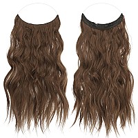 Feshfen Hair Extensions Synthetic Hair Piece With Invisible Transparent Wire Long Wavy Secret Headband Hairpieces For Women 2