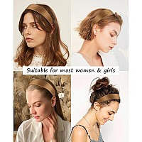 Wecoe Satin Headband Women 16 Inch Wide Silk Headband Brown Headband Non Slip Fashion Neutral Colors Headbands Plain Hair Band