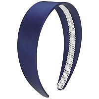 Wecoe Navy Blue Headband 16 Inch Wide Silk Satin Headband Women Non Slip Fashion Plain Head Band Solid Hair Band Diy Holiday Ha