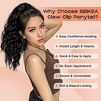 Seikea 18 Highlight Ponytail Extension Pt002 Tia Claw Long Multi Layered Fluffy Thick Wavy Jaw Clip In Fake Pony Tails Fake Ha