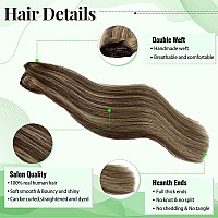 Clip In Hair Extensions Medium Brown Highlights Caramel Blonde Clip In Hair Extensions Real Human Hair Soft Straight Double Weft