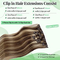 Clip In Hair Extensions Medium Brown Highlights Caramel Blonde Clip In Hair Extensions Real Human Hair Soft Straight Double Weft