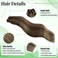 Clip In Hair Extensions Real Human Hair For Women Highlight Straight Remy Human Hair Extensions Clip Ins Balayage Chestnut Brown