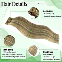 Blonde Clip In Hair Extensions Real Human Hair For Women 16 Inch 70G 5Pcs Seamless Clip In Hair Extensions Human Hair Thick Stra