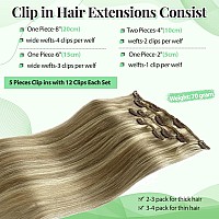 Blonde Clip In Hair Extensions Real Human Hair For Women 16 Inch 70G 5Pcs Seamless Clip In Hair Extensions Human Hair Thick Stra