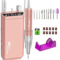 Kredioo Nail Drill Nail Drills For Professional Acrylic Nails 35000Rpm Electric File Machine Rechargeable Portable With 10 Bits