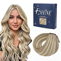 Fshine Hair Genius Weft 18 Inch 50G Ash Blonde And Golden Blonde Highlight Sew In Human Hair Extensions Remy Human Hair Weave Re