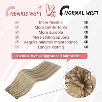 Fshine Hair Genius Weft 18 Inch 50G Ash Blonde And Golden Blonde Highlight Sew In Human Hair Extensions Remy Human Hair Weave Re