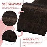 Fshine Genius Weft Real Human Hair Sew In Hair Extensions Color2 Dark Brown Human Hair Genius Weft 18 Inch 50 Gram Brown Hair B