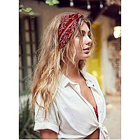 Huachi Bnanda Black Paisley Printed Boho Turban Headbands 4 Pack Wide Nonslip Knotted Hair Accessories For Women Yoga Summe