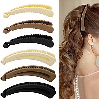 Hapdoo 6Pcs Curve Hollowedout Banana Hair Clips For Medium Hair Matte Strong Hold Ponytail Bun Holder Hair Jaw Clips Barrette