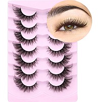 False Lashes Natural Look Fluffy Faux Mink Eyelashes Wispy Fox Eye Lashes That Look Like Extensions 3D Mink Lashes Natural Strip