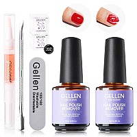 Gellen Gel Nail Polish Remover 2Pcs Gel Polish Remover For Nails With Cuticle Pusher And Cuticle Oil Quick Easy Gel Nail Po