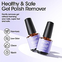 Gellen Gel Nail Polish Remover 2Pcs Gel Polish Remover For Nails With Cuticle Pusher And Cuticle Oil Quick Easy Gel Nail Po