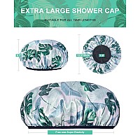 Gootty Shower Caps Triple Layer Waterproof Large Shower Cap For Women Reusable Shower Caps For Long Thick Hair Lined Shower Ca