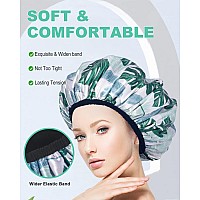 Gootty Shower Caps Triple Layer Waterproof Large Shower Cap For Women Reusable Shower Caps For Long Thick Hair Lined Shower Ca