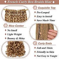 Ruiyok 18 Inch French Curl Crochet Braids 9 Packs Honey Blonde Crochet Goddess Box Braids With Curly Ends Pre Looped Bouncy Synt