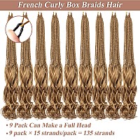 Ruiyok 18 Inch French Curl Crochet Braids 9 Packs Honey Blonde Crochet Goddess Box Braids With Curly Ends Pre Looped Bouncy Synt