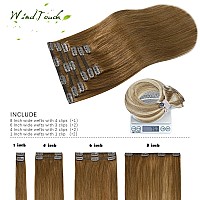 Windtouch Clip In Hair Extensions Brown Hair Extensions 12Inch Hair Extensions 70G 7Pcs Human Hair Extensions 6 Medium Light Br