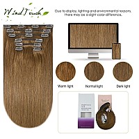 Windtouch Clip In Hair Extensions Brown Hair Extensions 12Inch Hair Extensions 70G 7Pcs Human Hair Extensions 6 Medium Light Br