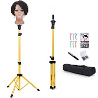 Klvied Reinforced Wig Head Stand Adjustable Wig Stand Tripod For Cosmetology Hairdressing Metal Mannequin Head Stand For Styli