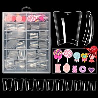 Lionvison Clear Duck Nails Tips Short Duck Feet Nail Tips Flare Wide Press On Nail Tips For Acrylic Nails 240Pcs Half Cover Fa