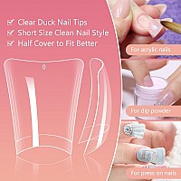 Lionvison Clear Duck Nails Tips Short Duck Feet Nail Tips Flare Wide Press On Nail Tips For Acrylic Nails 240Pcs Half Cover Fa