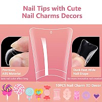 Lionvison Clear Duck Nails Tips Short Duck Feet Nail Tips Flare Wide Press On Nail Tips For Acrylic Nails 240Pcs Half Cover Fa