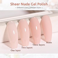 Shoyum Nude Pink Gel Nail Polish 15Ml Natural Jelly Sheer Pink Gel Polish Color Soak Off Uv Led Nail Art Starter Manicure Salon