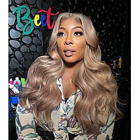 Ash Blonde With Silver Gray Highlight Lace Front Wig Human Hair 180 Density 13X4 Body Wave Mini Knots Hd Invisible Lace Wig For