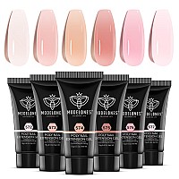 Modelones Poly Gel Set 6 Colors Jelly Gel Milky White Sheer Pink Nude Translucent Nail Extension Kit Diy Art For Women