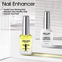 Gellen Cuticle Oil Softener For Nails 2 Pcs 18Ml Cuticle Remover Strengthener Nail Cuticle Protector 2 In 1 Nail Care Kit