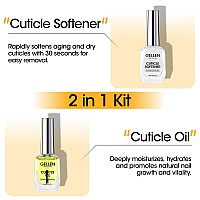 Gellen Cuticle Oil Softener For Nails 2 Pcs 18Ml Cuticle Remover Strengthener Nail Cuticle Protector 2 In 1 Nail Care Kit