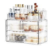 Zhiai Stackable Storage Drawers Acrylic Bathroom Counter Organizer Clear Makeup Organizers For Vanity Kitchen Cabinets Bathro